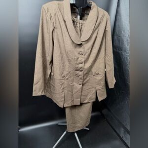 ALLISON WOODS SIZE 22W 2 PC BROWN Pants Set POLYESTER MACHINE WASH SUIT NWT
